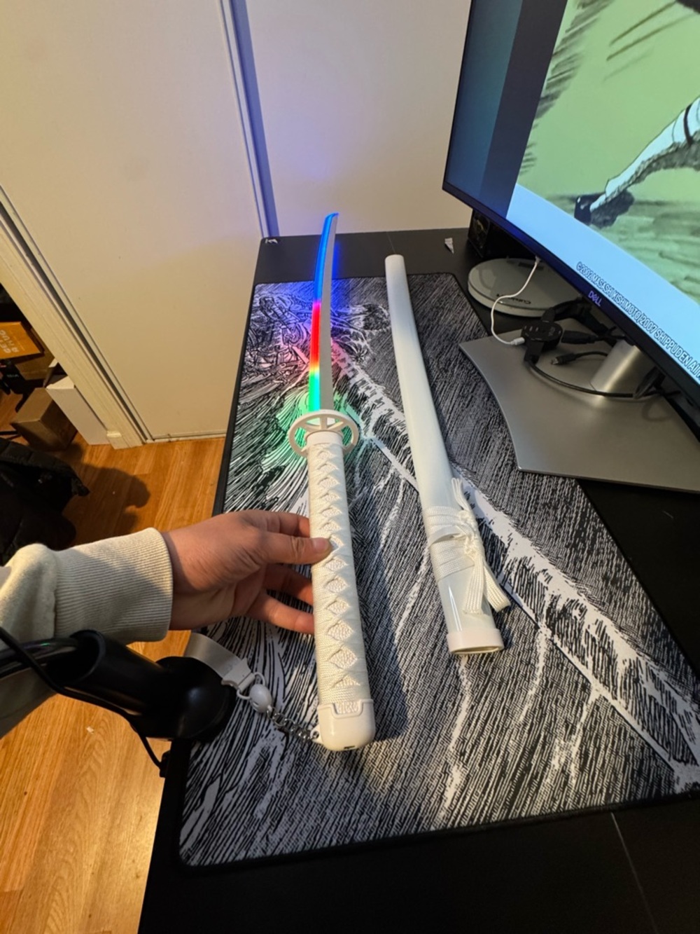 LED Light-Up White Katana Sword